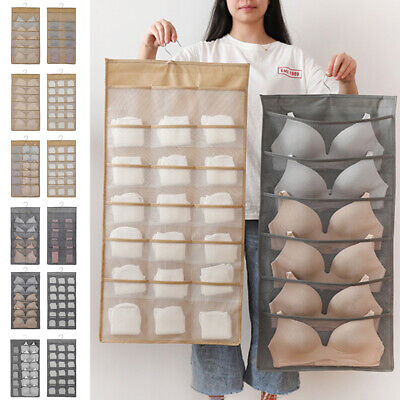 Duk3ichton Borsa Portaoggetti Sospesa Borsa Portaoggetti Appendibile Multi Tasca Girevole Armadio Intimo Calze Reggiseno Organizer Beige 