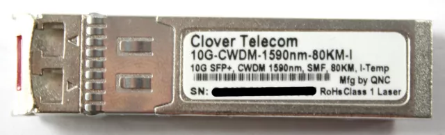 Clover Telecom 10G-CWDM-1590nm-80KM-I 10g SPF SMF 80KM 10GBASE-ZR Transceiver