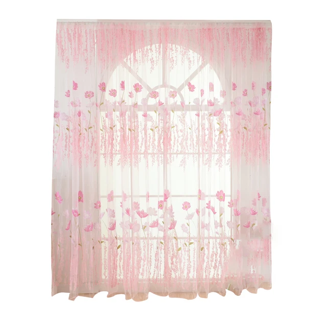 Sheer Curtains Fine Workmanship Easy Installation Vine Print Sheer Window