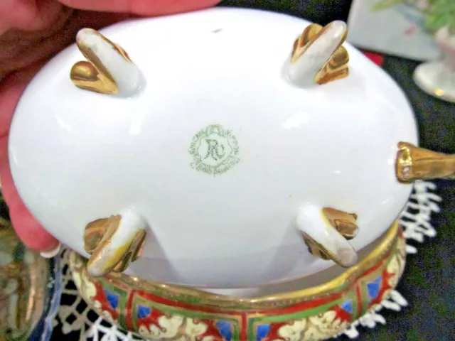 Nippon creamer and sugar holder footed painted beaded gold gilt Japan 1920s 10