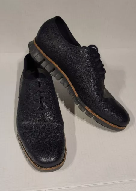 COLE HAAN ZEROGRAND 10.5 Navy Blue Mens Shoes Oxford Lace Up Wingtip ...