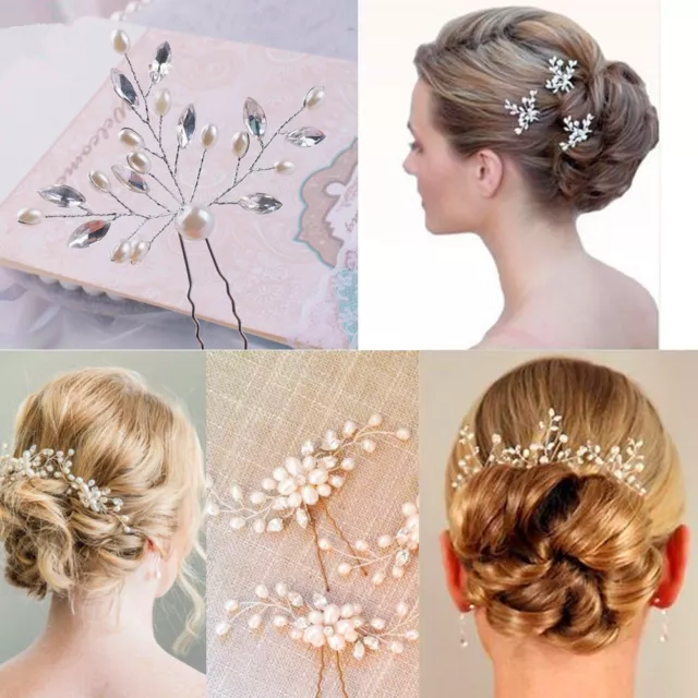 Vintage Wedding Bridal Pearl Flower Crystal Hair Pin Bridesmaid Clip Side Comb!