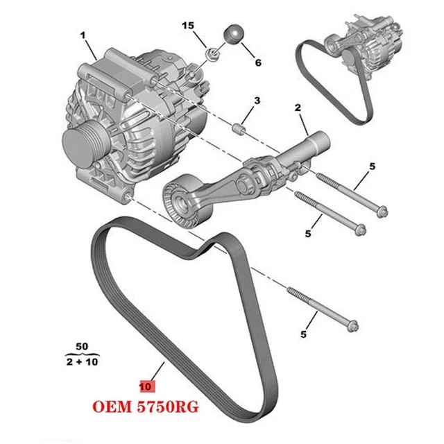 5750RG 6PK905 Cinghia di trasmissione per 308CC RCZ C4 DS 3008 1.6T N6Z3