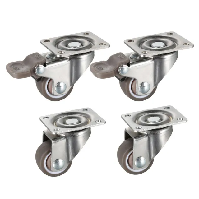 4 Pack 1" 1 Inch Casters TPE Wheels with Brake Swivel 360 Degree Top Plate 100lb