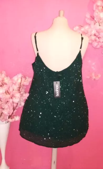 Boohoo Sequin Beaded Cowl Neck Mini Dress ( Size 20 )