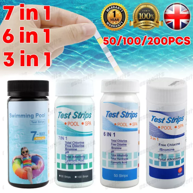 200PCS Chlorine Dip Test Strips Swimming Pool Water SPA Hot Tub PH Tester Paper