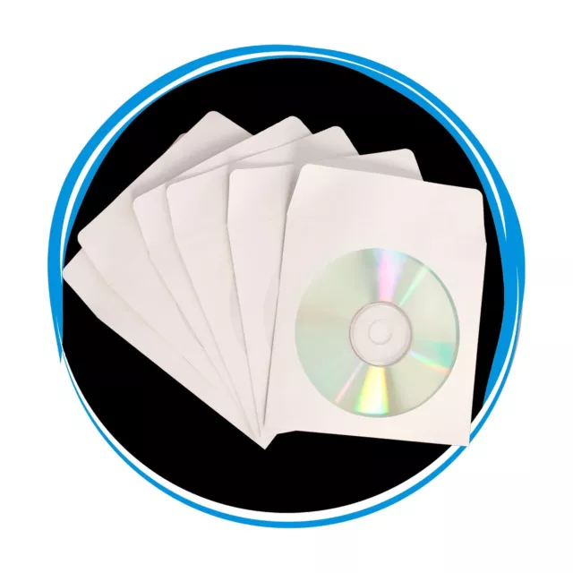 1000 CD DVD R Disc Paper Sleeves Envelope Window Flap 100g