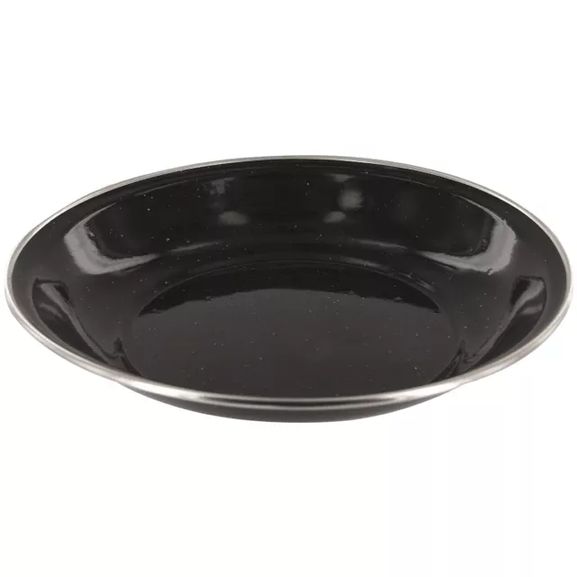 Highlander Esmalte Lujo Camping Sopa Placa Acero Inoxidable Picnic Plato Negro