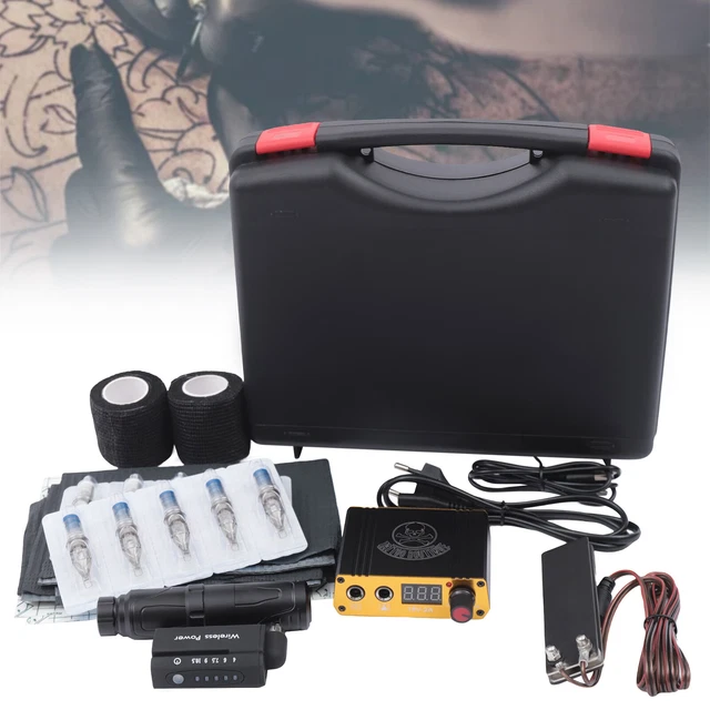 Kit completo penna tatuaggio set macchine tatuaggio rotante wireless +1* pedale