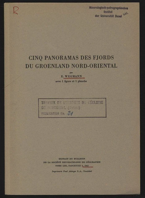 CINQ PANORAMAS DES fjords du Groenland nordoriental. Extrait du