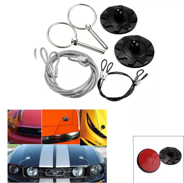 CNC Universal Car Racing Sport Bonnet Hood Pin Lock Latch Appearance Kit BLACK