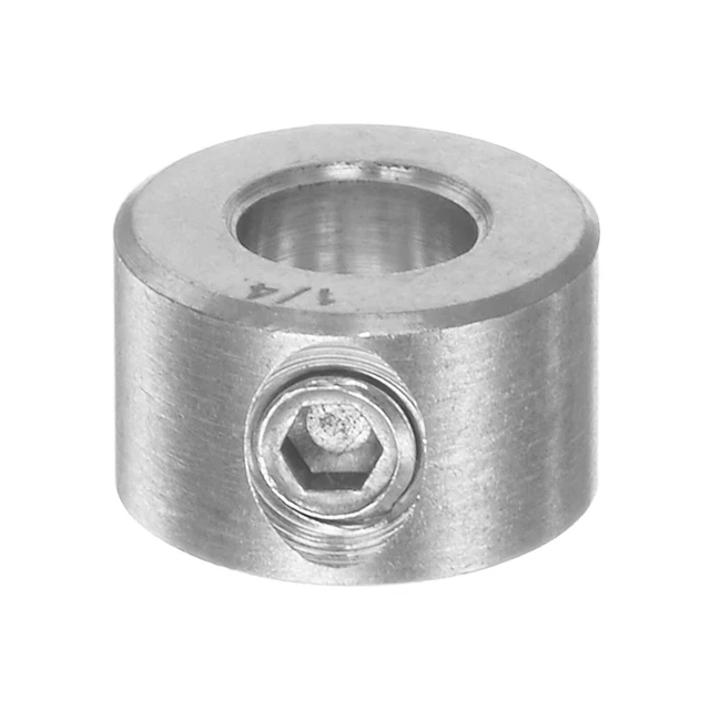1/4" Bore Stainless Steel Set Screw Shaft Collars, 1/2" OD, 1/3" Width