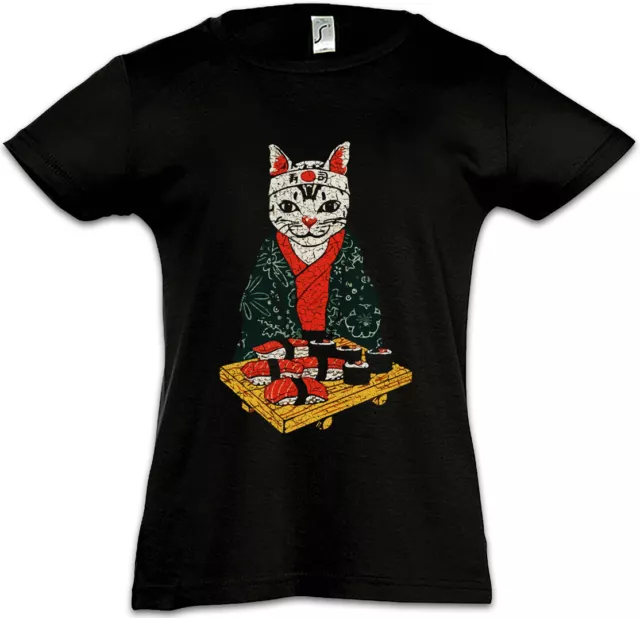 Sushi Lover Cat Kids Girls T-Shirt Cats Love Addicted Addiction Japan Fun