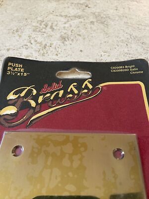 Ives Solid Brass Vintage 80’s Push Plate 15" x 3.5" With Screws Hardware USA 3