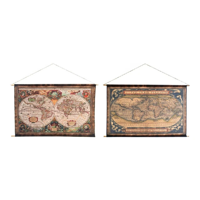 Cadre DKD Home Decor Colonial Mappemonde 97 x 75 cm (2 pcs)