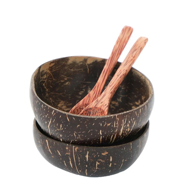 DXQCHDUO Lot de 4 bols et cuillères en noix de coco polies en noix de coco faits à la main, bols à smoothie, bol à dessert, salade de fruits, bol à DXQCHDUO Lot de 4 bols et cuillères en noix de coco polies en noix de coco faits à la main, bols à smoothie, bol à dessert, salade de fruits, bol à