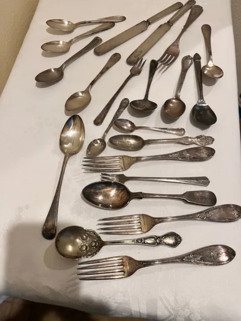 Vintage Silverplate Lot for Crafting or Other Unique 22 piece