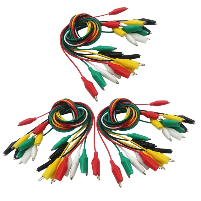 Testleitung Krokodilklemmen Set mit 30 Stück doppelter Kopf & 5 Farben 48cm