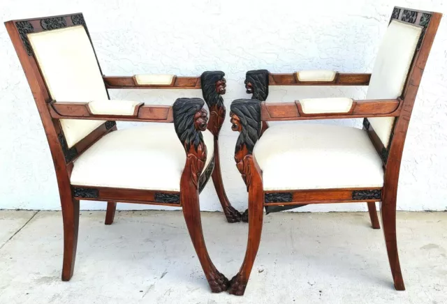 Pair of Hand Carved Mahogany Lions Head Armchairs