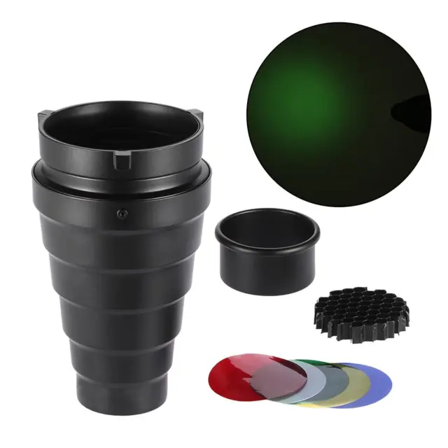 Aluminum Alloy Conical Snoot 5 x Color Gel Filters for Bowens Mount Studio