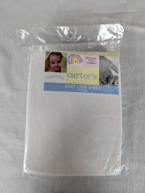 Carter's Knit Fitted Crib Sheet White Made in USA fits Crib and Toddler Bed NEW