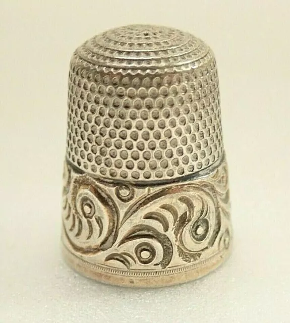 Antique Sterling Silver Gold Band Sewing Thimble 10 Simons Brothers