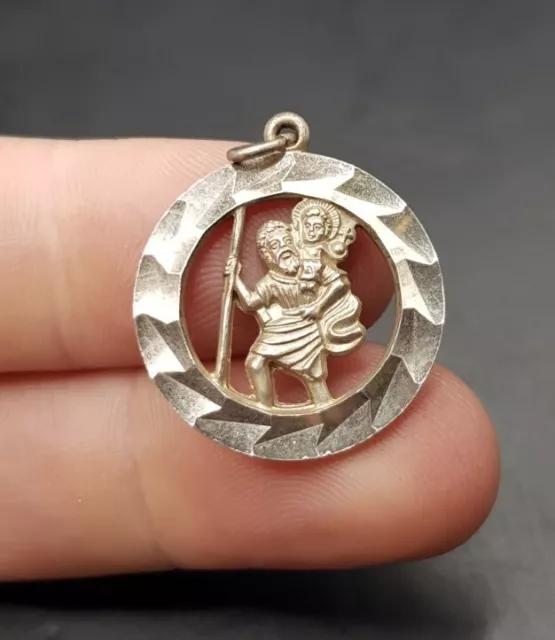 Old Georg Jensen Sterling Silver St. Christopher Cutout Design Pendant. GJ Ltd