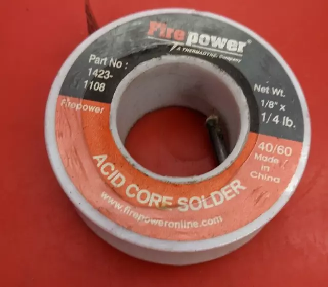 New Fire Power ASID Core Solder 1/8" X 1/4 Lbs-  1423-1108- Free Shipping