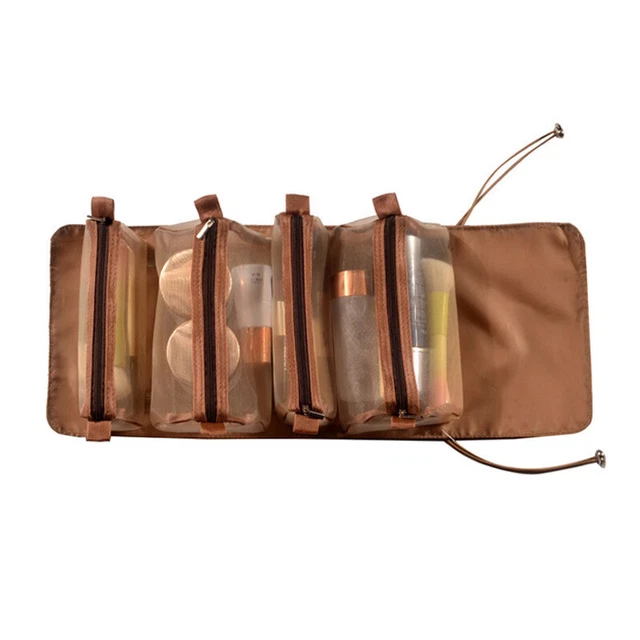 Bolsa cosmética portátil plegable de gran capacidad cuatro en uno red hilo bolsa de lavado Cosme