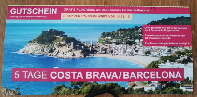 Flugticket nach Costa Brava/Barceloner Für 2 Personen