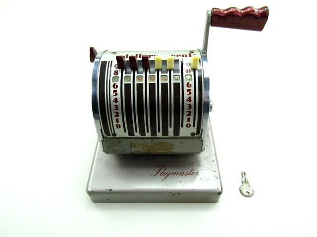 VINTAGE The Paymaster System Series T-550 Check Writer Art Deco Antique With Key