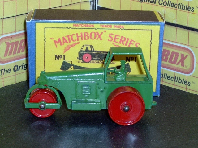Matchbox Lesney 1c D1 1958 Road Roller Avec Boîte - Miniature Vintage, Occasion, Collection Jouets