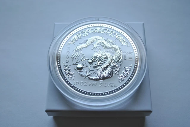 2000 Australia silver lunar year of the Dragon 10 oz  GEM/BU