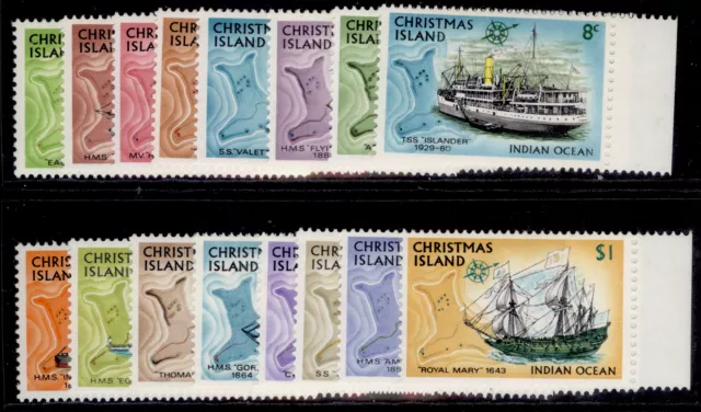 AUSTRALIA - Christmas Island QEII SG37-52, 1972-73 ships set, NH MINT.