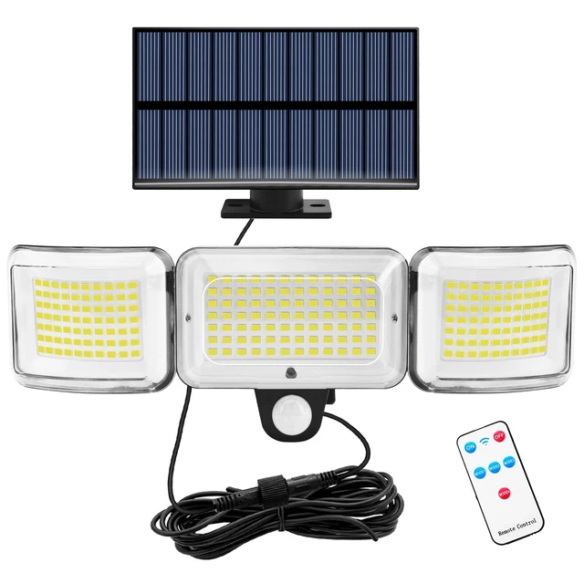 224 LED Solarleuchte mit Bewegungsmelder Außen Lampe Gartenlicht Strahler Fluter