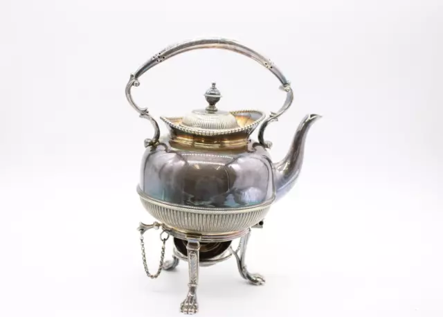 F Antique Silver Plate E.P.N.S Spirit Kettle And Stand 827g