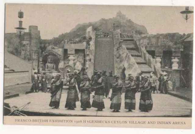 Franco British Exhibition London 1908 Hagenbecks Ceylon Village Indian Postcard