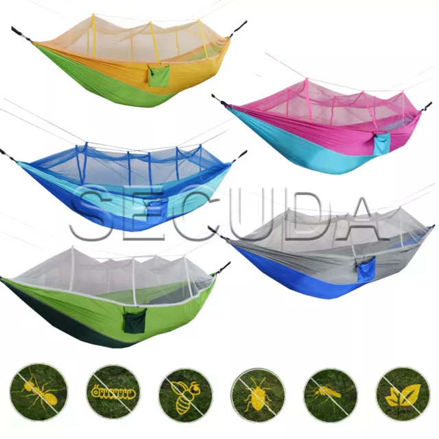 Outdoor Travel Jungle Camping Hammock Garden Hanging Nylon Bed + Mosquito Net