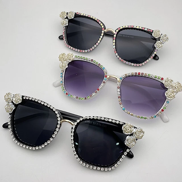 Sunglasses UV400 Bling Colorful Rhinestone Square Personalized For Party O