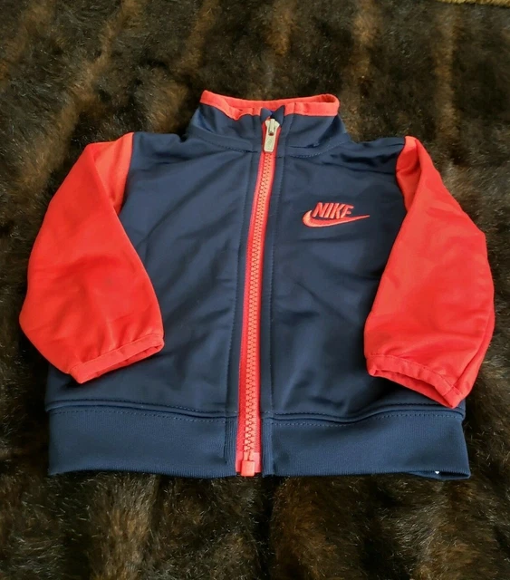 Nike Blue Red Full Zip Boys Youth 3M Long Sleeve Spellout Logo Jacket