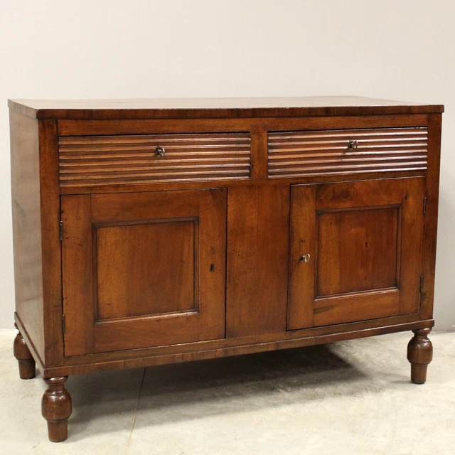Buffet Ancien 19ème Siècle, Bois Marron, 2 étagères, Dimensions 136x61,5x101 Cm