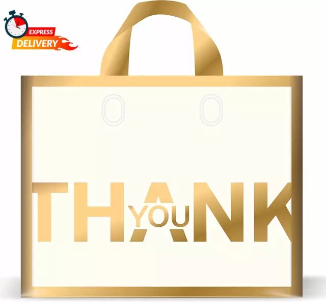 Thank You Bags Shopping Bags, 50 Pack 12X15Inch Extra Thick Plastic Boutique