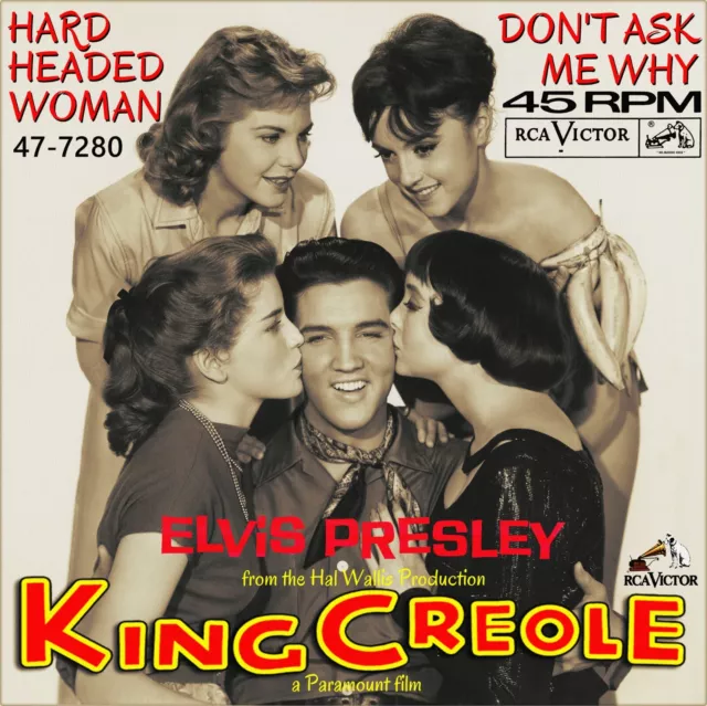 Repro Photo ELVIS PRESLEY Hard Headed Woman (King Creole) 7" Single Size 18x18cm