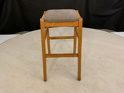 EB2360 Beech Stools with Beige Wool Seat Cushion Vintage Kitchen Dining Bar 5