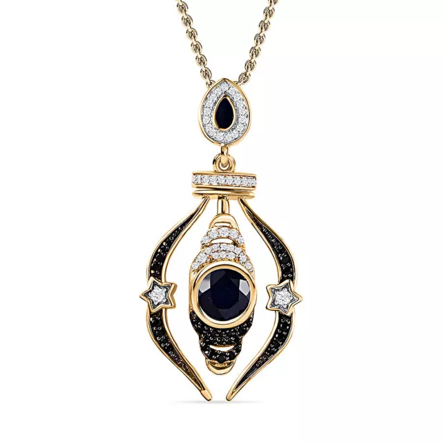 GP MULTI GEMSTONE Pendant Necklace in Platinum Over Silver Size 20