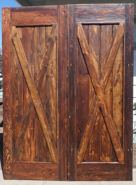 Rustic reclaimed lumber DOUBLE BARN door Farmhouse w/ rail system any size