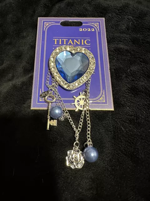 Titanic 25th Anniversary Heart of the Ocean Pin with Charms LE 100