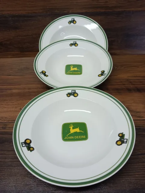 Lot Of 3 John Deere Vintage Gibson Soup Salad Cereal Pasta Bowls 9" Diameter