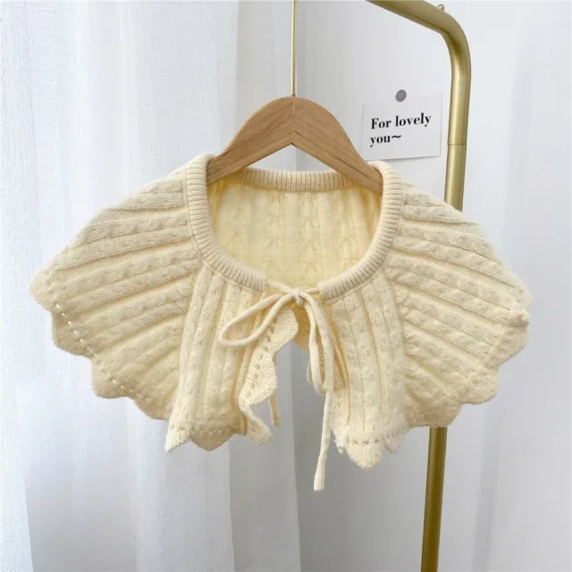 Sciarpa a maglia collare rimovibile foglia di loto jacquard lana sciarpa collare falso donna