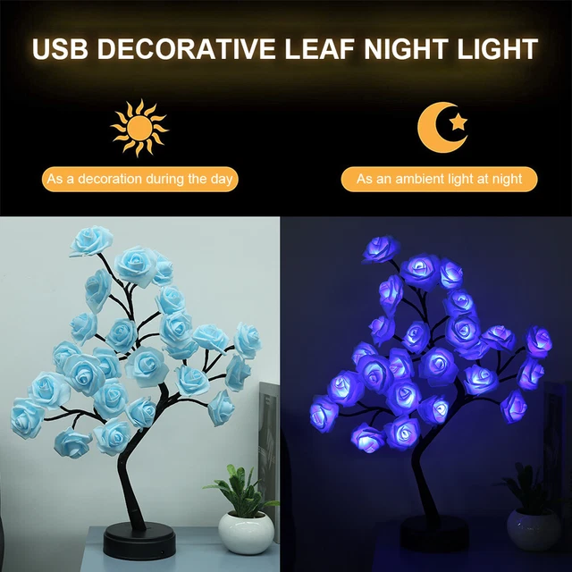 UK 24LED COLORFUL Rose Tree Light USB Powered Small Night Light